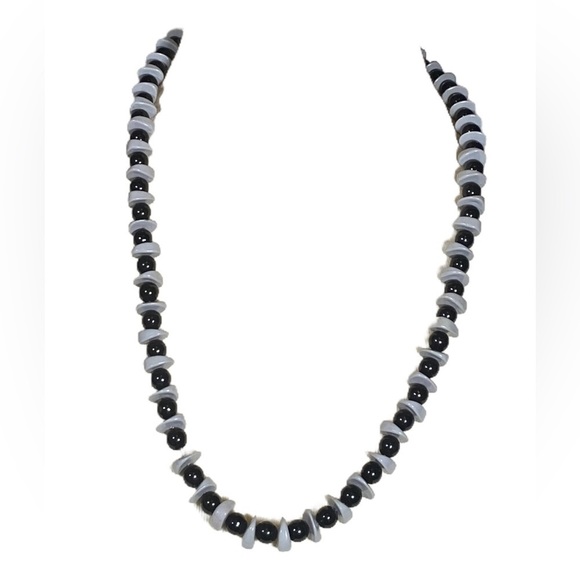 Black and Grey Beaded Necklace - Picture 1 of 5